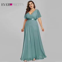 Load image into Gallery viewer, Plus Size Evening Dresses Ever Pretty EP09890 Elegant V-Neck Ruffles Chiffon Formal Evening Gown Party Dress Robe De Soiree 2020