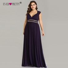 Load image into Gallery viewer, Ever Pretty Plus Size Formal Evening Dresses Long Women Elegant Burgundy V Neck Chiffon Empire Party Gown Robe De Soiree EP08697