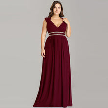 Load image into Gallery viewer, Ever Pretty Plus Size Formal Evening Dresses Long Women Elegant Burgundy V Neck Chiffon Empire Party Gown Robe De Soiree EP08697