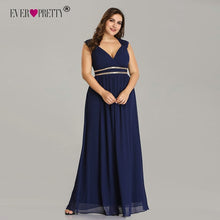 Load image into Gallery viewer, Ever Pretty Plus Size Formal Evening Dresses Long Women Elegant Burgundy V Neck Chiffon Empire Party Gown Robe De Soiree EP08697
