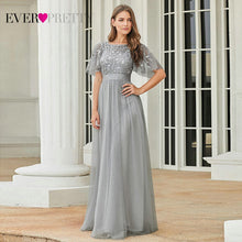Load image into Gallery viewer, Robe De Soiree Sparkle Evening Dresses Long Ever Pretty EP00904GY A-Line O-Neck Short Sleeve Formal Dresses Women Elegant Gowns
