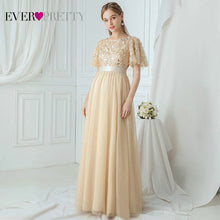Load image into Gallery viewer, Robe De Soiree Sparkle Evening Dresses Long Ever Pretty EP00904GY A-Line O-Neck Short Sleeve Formal Dresses Women Elegant Gowns
