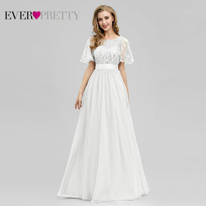Robe De Soiree Sparkle Evening Dresses Long Ever Pretty EP00904GY A-Line O-Neck Short Sleeve Formal Dresses Women Elegant Gowns