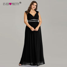 Load image into Gallery viewer, Ever Pretty Plus Size Formal Evening Dresses Long Women Elegant Burgundy V Neck Chiffon Empire Party Gown Robe De Soiree EP08697
