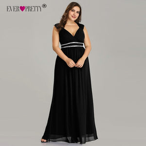 Ever Pretty Plus Size Formal Evening Dresses Long Women Elegant Burgundy V Neck Chiffon Empire Party Gown Robe De Soiree EP08697