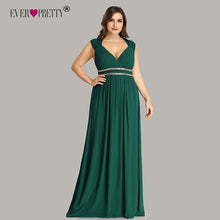 Load image into Gallery viewer, Ever Pretty Plus Size Formal Evening Dresses Long Women Elegant Burgundy V Neck Chiffon Empire Party Gown Robe De Soiree EP08697
