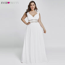 Load image into Gallery viewer, Ever Pretty Plus Size Formal Evening Dresses Long Women Elegant Burgundy V Neck Chiffon Empire Party Gown Robe De Soiree EP08697
