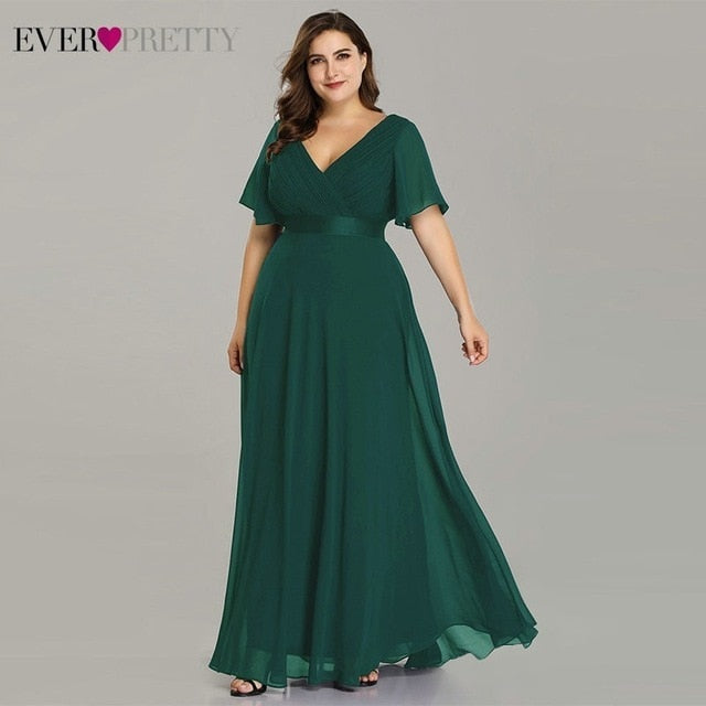 Plus Size Evening Dresses Ever Pretty EP09890 Elegant V-Neck Ruffles C –  Madonna Donorza